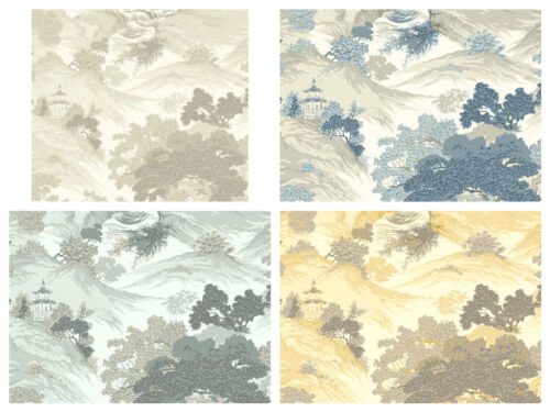 Couronne paysage oriental - papier peint de toilette chinois - décoration murale minable et chic  - Photo 1 sur 10