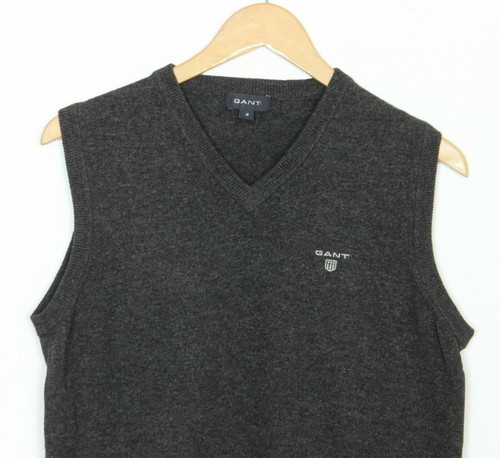 GANT V Neck Grey Lambswool Vest Jumper 