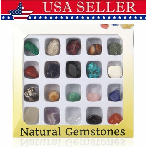20Pcs/Set Healing Crystal Natural Gemstone Reiki Chakra Collection Stone Kit USA