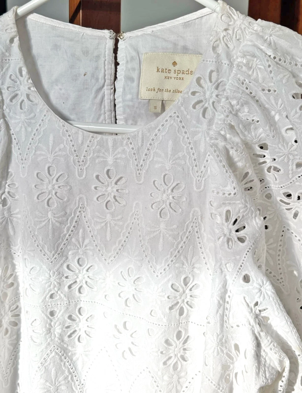 Abito donna Kate Spade bianco Spice Things Up con occhielli taglia S