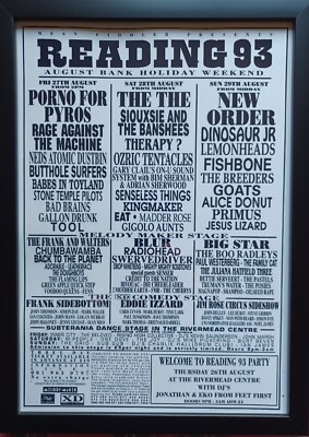 Reading Festival 1993 line-up - New Order The The Blur souvenir print