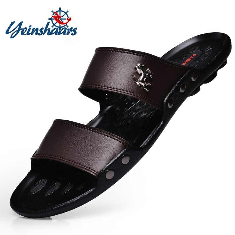Sandalias de cuero Lujo para hombre Chanclas de verano de playa informales elegantes