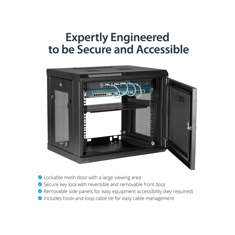 StarTech.com 2 Post 9U 19" Wall Mount Network Cabinet & 8 Outlet Horizontal 1... - Image 3 of 4