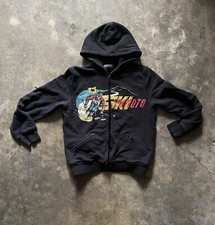 Vintage Lucky Brand Dragon Hoodie Sweatshirt XXL Black Full Zip Skiing 90s Y2K