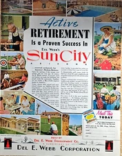 SUN CITY - RETIREMENT - Del E Webb Corp -1960 Vintage Print Ad