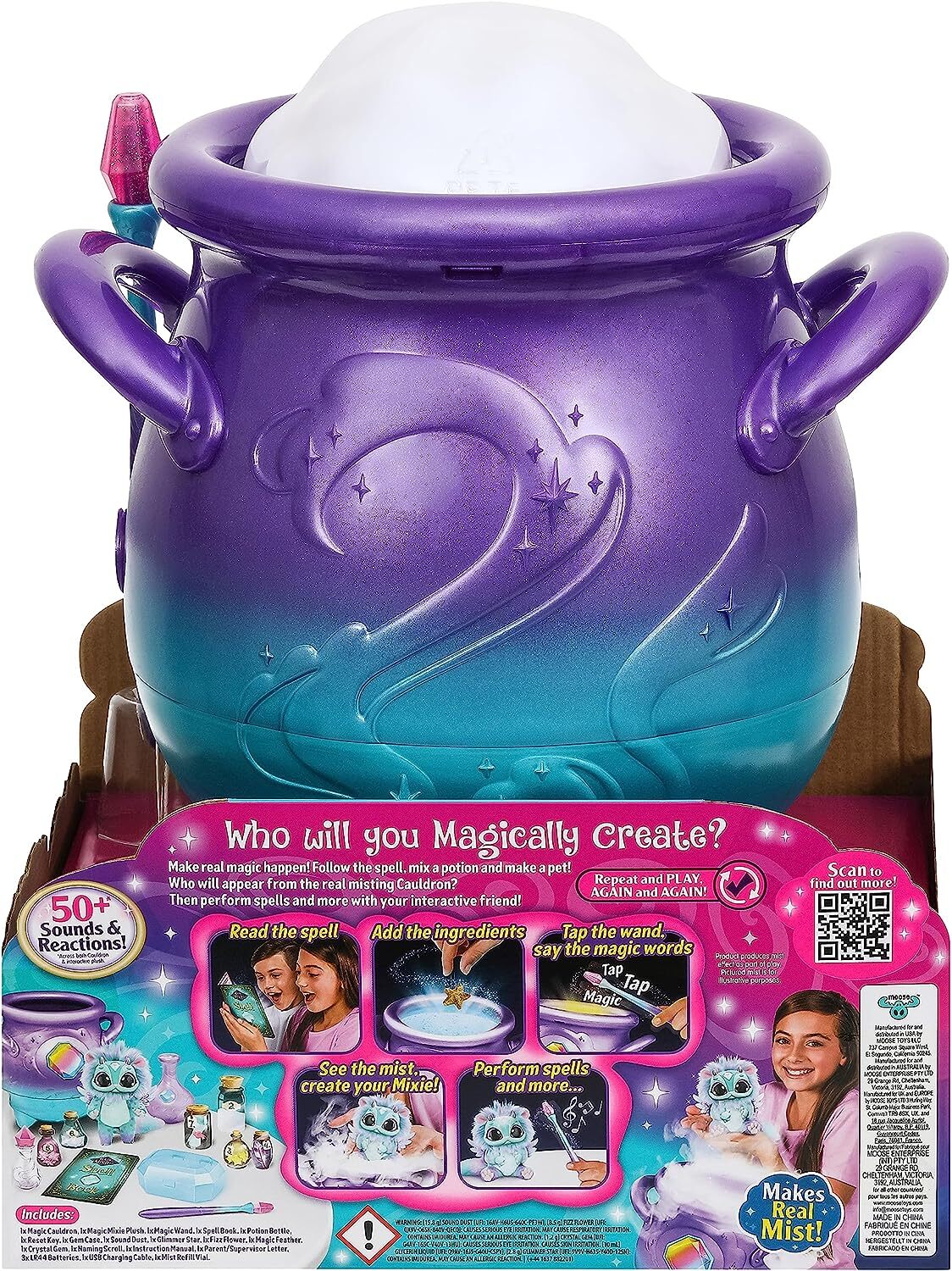 Magic Mixies Magical Real Misting Purple Cauldron with Interactive 8