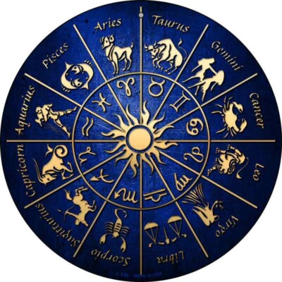 Zodiac Signs Round Circular Novelty Metal Sign 12'' Home Garage Wall Decor