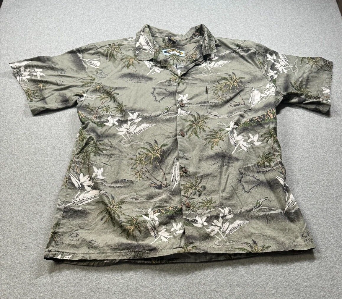 Palmwave Hawiian Mens 3XL Island Print Button-Up S/S