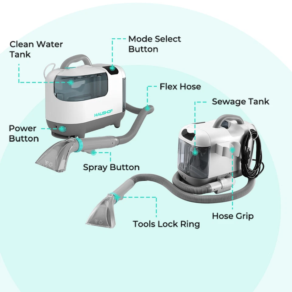 HAUSHOF Steam Portable Carpet and Upholstery Cleaner Deep Couch Cleaner Machine - Image 3 of 4