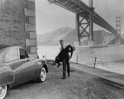 James Stewart as Scottie Ferguson rescues Kim Novak as Madeleine E- Old Photo