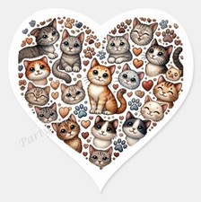 HEART SHAPED CAT ENVELOPE SEALS LABELS STICKERS PARTY FAVORS - Heart Shaped