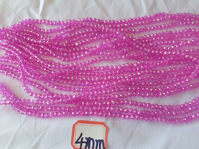 Restposten 10 Schnüre Hot Pink AB 4mm Rund Kristall Perlen Neu Großhandel