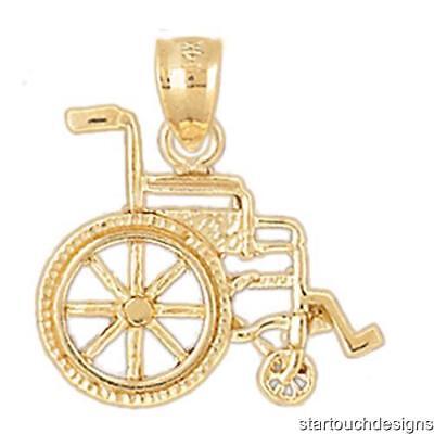 New 14k Yellow Gold Wheelchair Pendant eBay