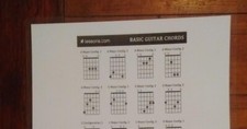 Basic Guitar Chords Chart  5 mil Laminated  FREE Shipping