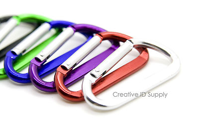 Lot Of 12 Aluminum D-Ring Keychain Carabiner Clips With Spring Belt Clip - 2.25" Size