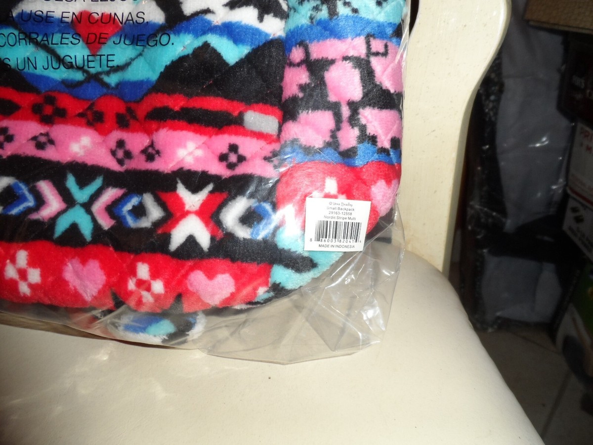 Vera Bradley backpack in Nordic Stripe Multi fleece pattern 