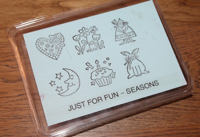 Set of (6) Stampin' Up! Stamps Wood Mounted Scrapbook LOT Just for Fun Seasons