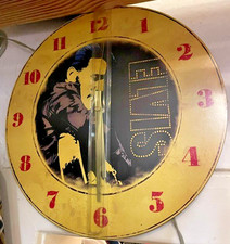 Orologio Elvis Presley orologio da parete, 68 lui Comback, tuta in pelle, circa 35 cm, RARO, da collezione!