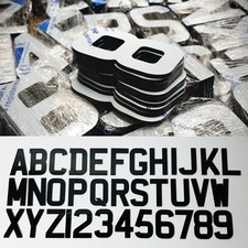 4D / 3D Number Plate Letters Laser Cut Characters 3mm Gloss Black Self Adhesive