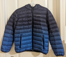 Eddie Bauer Boy's Blue Reversible Puffer Hooded Full Zip Jacket Size L 14/16