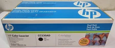 OEM HP Color LaserJet Toner CC530AD Genuine Black Brand New Sealed Dual Pack