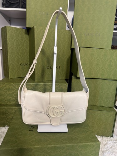 GUCCI Aphrodite Small White Soft Leather Shoulder Bag New & Authentic