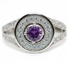 1CT Amethyst  White Topaz 925 Genuine Sterling Silver Ring Sz 7 MB5-6