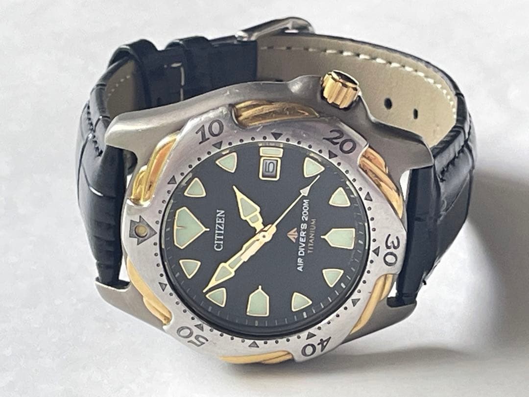 CITIZEN AIR DIVERS 200M TITANIUM 5512 F52088 DIVER WATCH ECO DRIVE