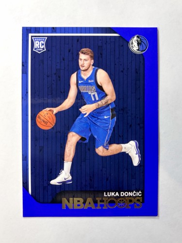 2018-19 Panini NBA Hoops Luka Doncic Rookie Card #268 Color Match RC Blue SSP
