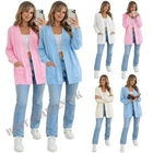 Cardigan for Women Ladies Long Sleeve Button Up Aran Cable Knitted Size 10-20