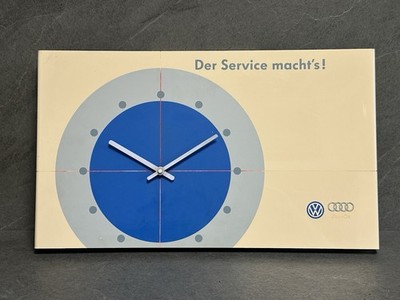 Alte VW AUDI Werbung Werkstatt Autohaus Uhr um 1980 Reklame Schild #426