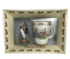 Vintage Royal Doulton Bunnykins Gift Set Mug and A Figurine of A Bunny In Box