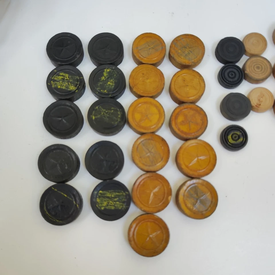 Vintage Backgammon Draughts Spare Pieces Wooden Set Hand Turned Wood 1950s 60s - Image 4 of 4