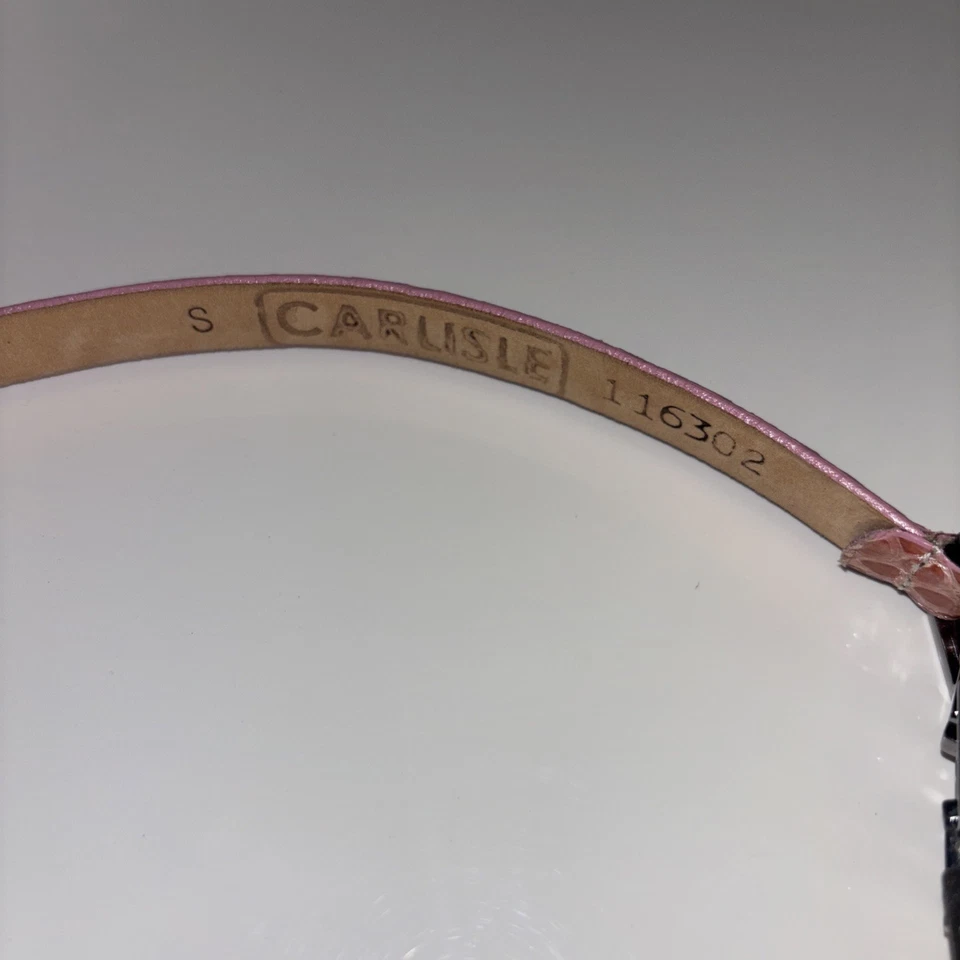 "Cinturón para mujer Carlisle de colección talla S cuero en relieve hebilla plateada 33"" rosa clásico" Foto 4 de 4