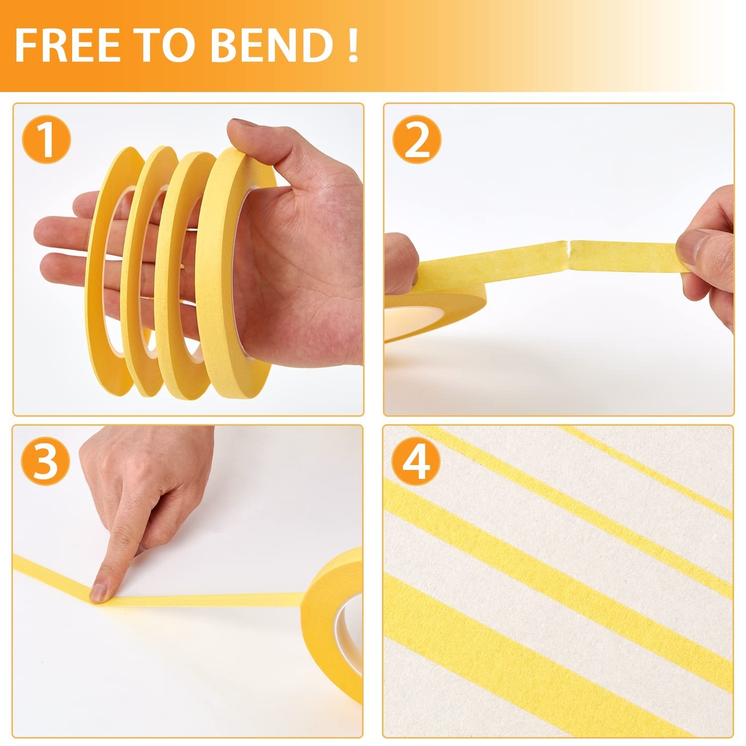 Fine Line Masking Tape DIY Automotive Masking Tape DIY Car Auto Paint 4 Roll...