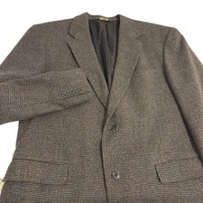 Austin Reed London Wool Tweed Houndstooth Blazer Sports Coat Men's 42 R Brown