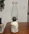 Vintage Union Stoneware Maine Pottery Blueberry Paraffin Oil Lamp Glass Chimney