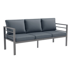 Image of Outsunny 3-Seater Aluminium Garden Bench w/ Cushions, Backrest & Armrest, Grey