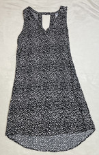 Old Navy Shift Dress Women M Sleeveless Black White Speckled V Neck Keyhole Back