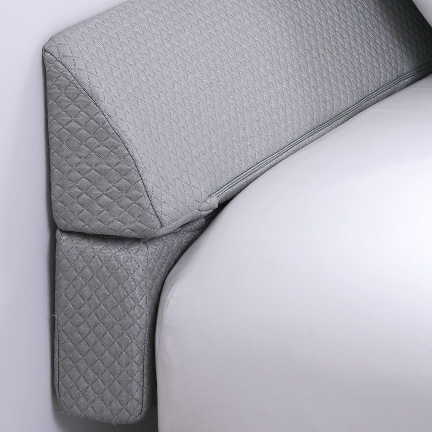 Light Grey King Size Bed Wedge Pillow for Headboard Gap Filler-image