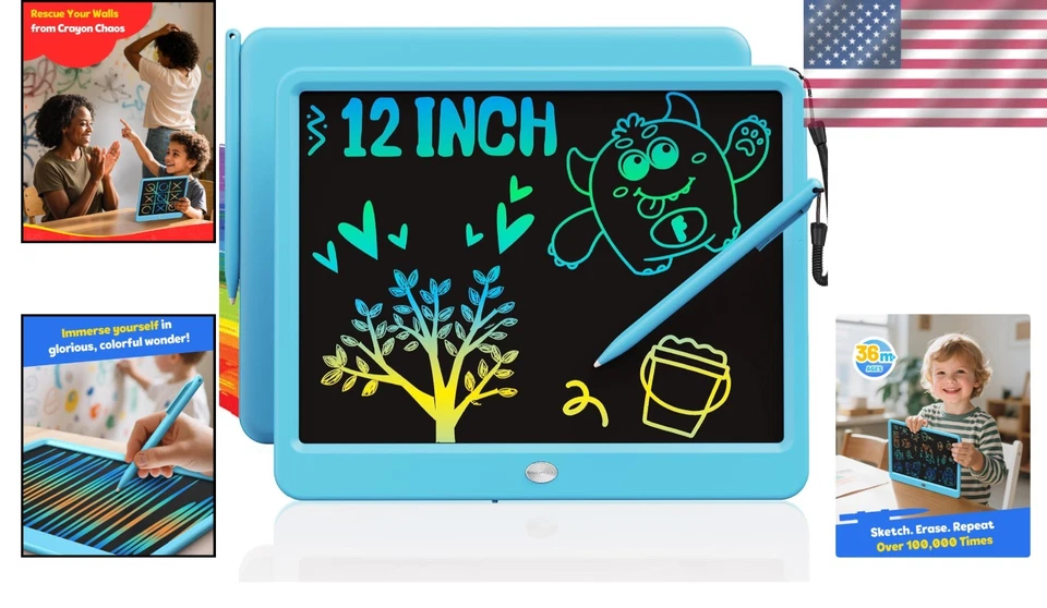 Colorful Doodle Pad Boys Toys 12 Inch Writing Tablet - Image 2 of 4