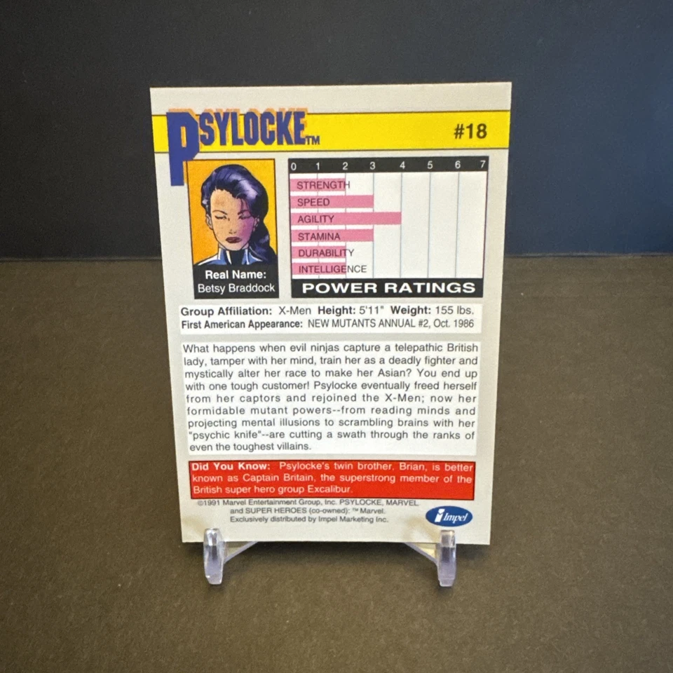 1991 Impel Marvel Universe Super Heroes - #18 PSYLOCKE EX/NM - Image 2 of 2