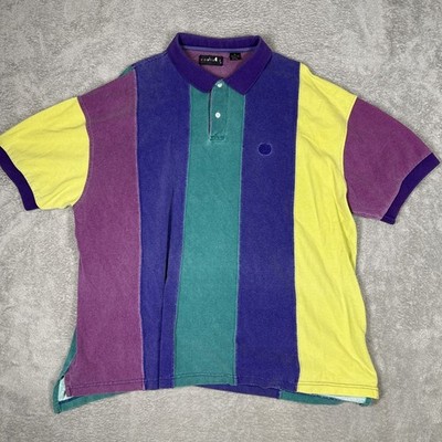 Vintage Context Multicolor Polo Shirt Sleeve Size XL Purple/Blue/Yellow