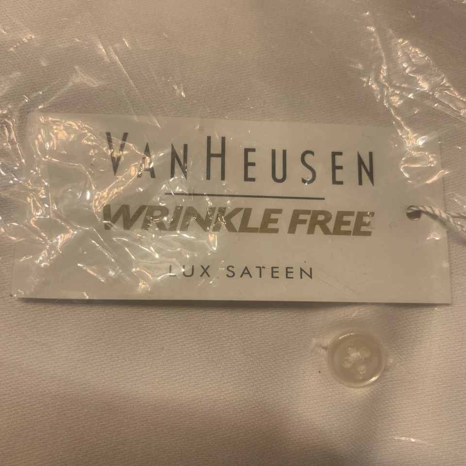 NEW VanHeusen Men's Dress Shirt white 15.5 Button Down Wrinkle Free - Image 3 of 4