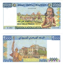 DJIBOUTI : 2000 Francs Banknote P43a - 2008 Series in UNC mint condition