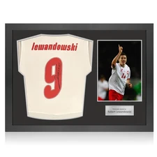Robert Lewandowski Signed Poland 2008 Football Jersey (Fan Style). Icon Frame
