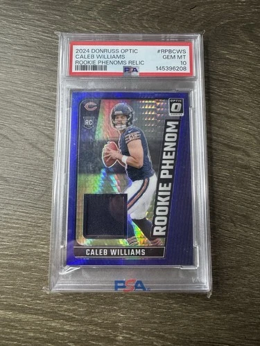 Caleb Williams 2024 Donruss Optic Rookie Phenom Blue Hyper Patch PSA 10 POP 25!