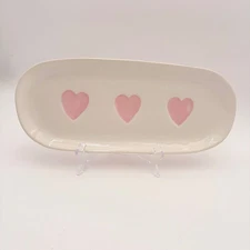 Envogue Pink Heart Ceramic Serving Dish Tray Valentine's Day Decor