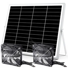 5" Solar Powered Exhaust Fan Kit - Waterproof Dual Fans for Greenhouse