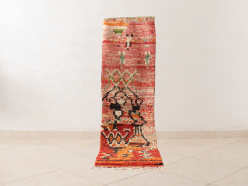 Moroccan Vintage Wool Runner Rug - Boho Unique Vintage Berber Rug Runner 2x8